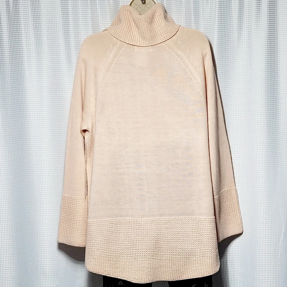 NWT Calvin Klein Pink Blush Cowl Neck Waffle Accent Sweater Women's (XL)
